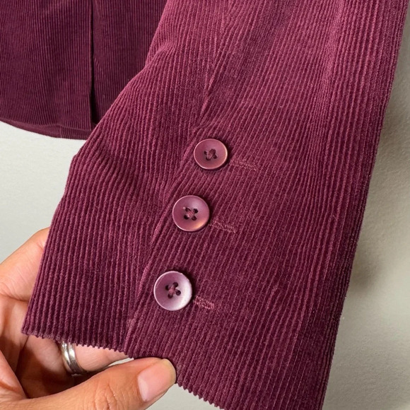 Corduroy Blazer Jacket Women’s M Burgundy Career‎ Classic Jacket - Picture 5 of 9